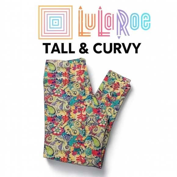 LuLaRoe Pants - LuLaRoe Tall & Curvy Leggings Bright Floral Paisley Super Soft  Fits 12-18